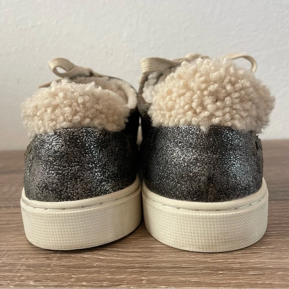 FRYE Ivy Shearling Low Lace In Anthracite, Size 8.5